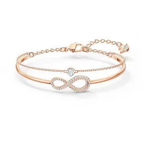 INFINITY BANGLE, WHITE, ROSE-GOLD TONE PLATED