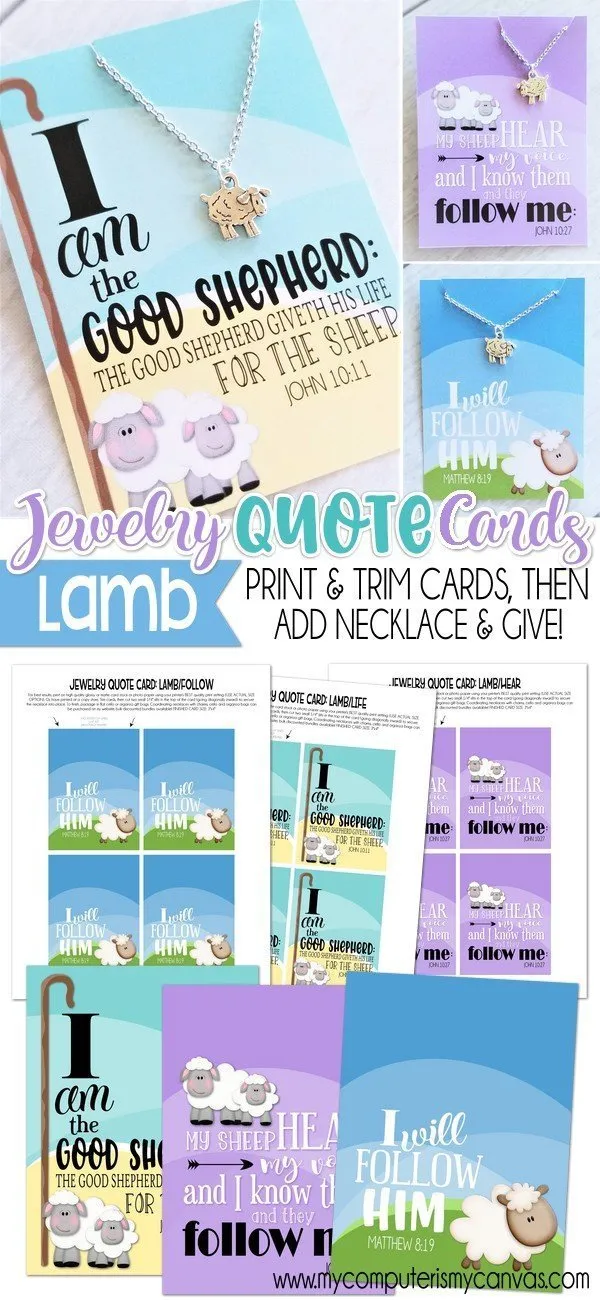 Jewelry QUOTE Cards {LAMB-3} PRINTABLE