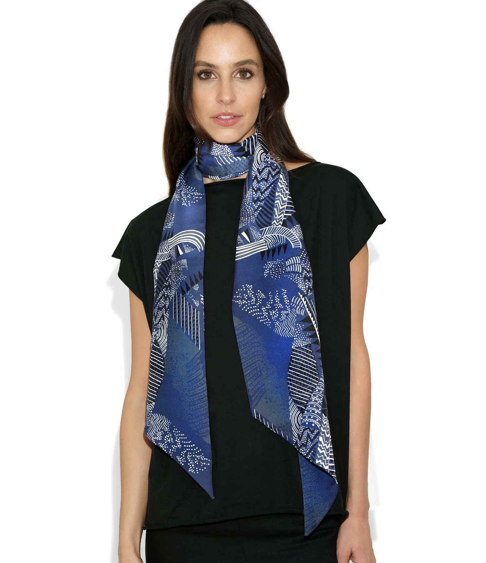 JONI SCARF SILK PRINT BLACK IRIS