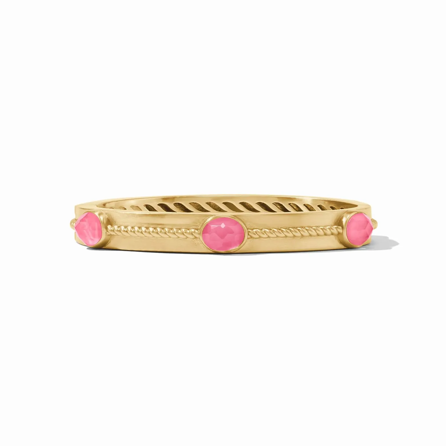 Julie Vos Nassau Stone Hinge Bangle, Peony Pink