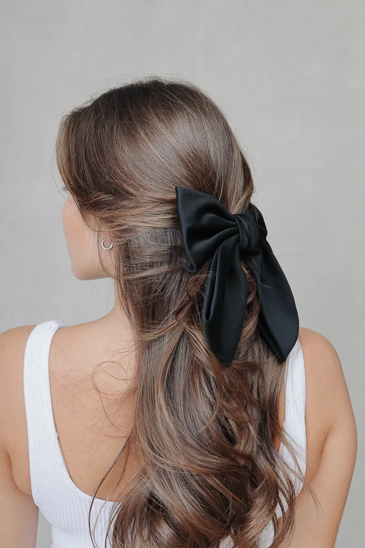 Elegant Large Satin Bow Barrette Hair Accessory