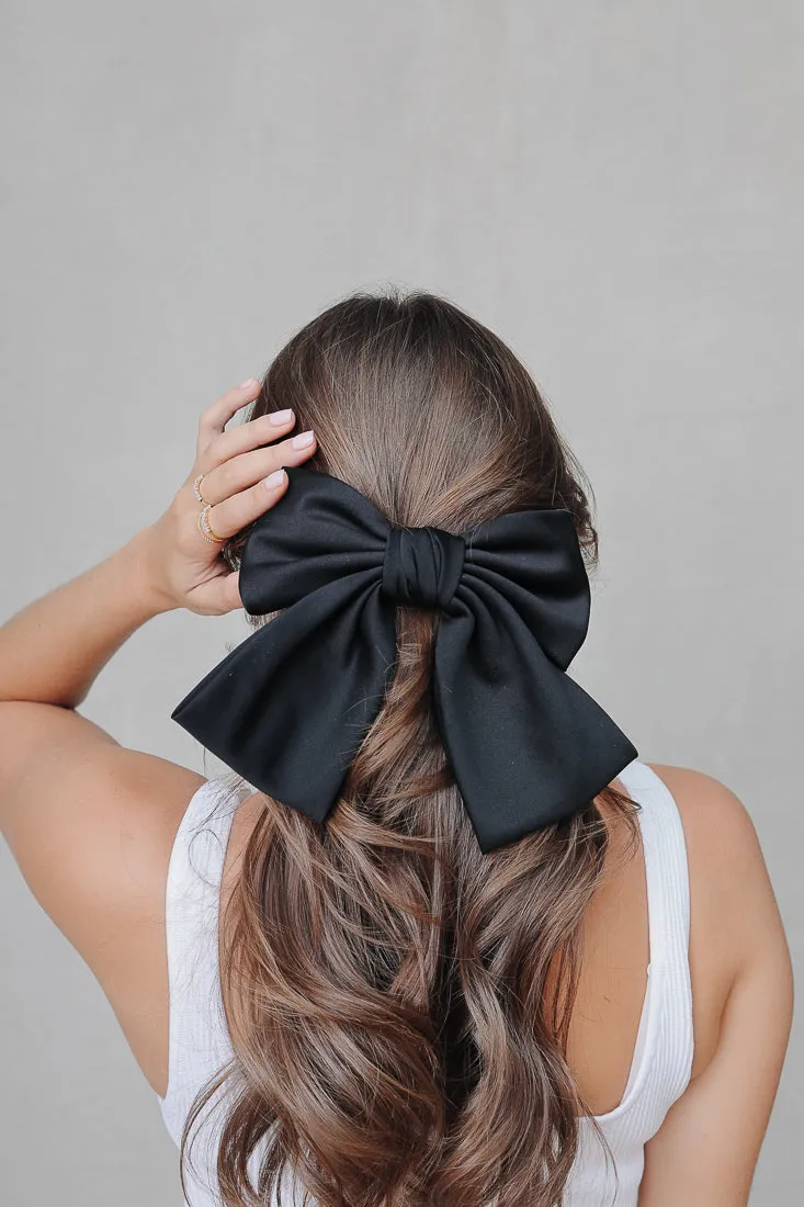 Elegant Large Satin Bow Barrette Hair Accessory