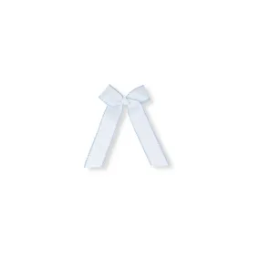 Lola Long Bow | White w/ Blue