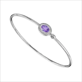 Lolita Amethyst & Diamond Bangle in Sterling Silver