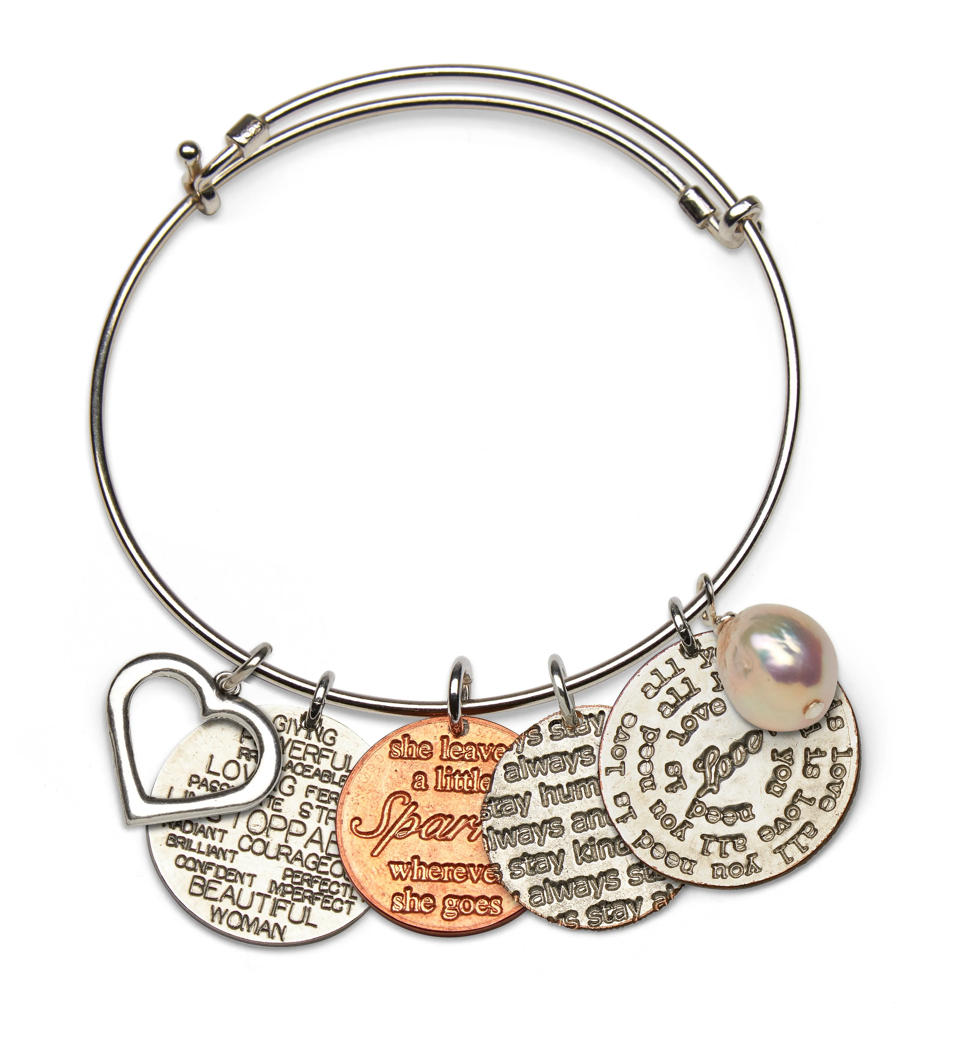 Mariamor Customizable Coin Adjustable Bangle, Sterling Silver