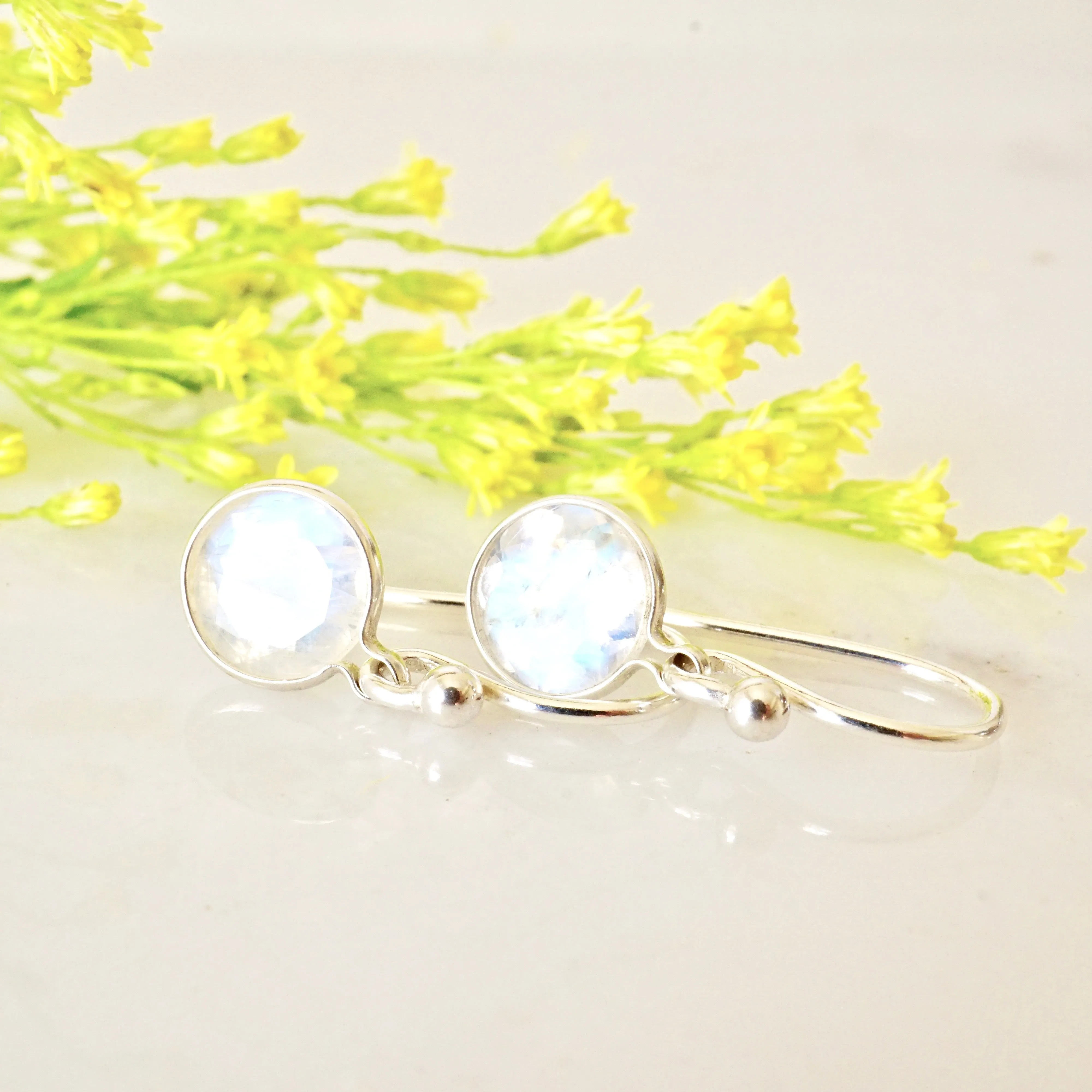 Moonstone Dangle Earrings - Simple Moonstone Gold Earrings - March Birthstone Earrings