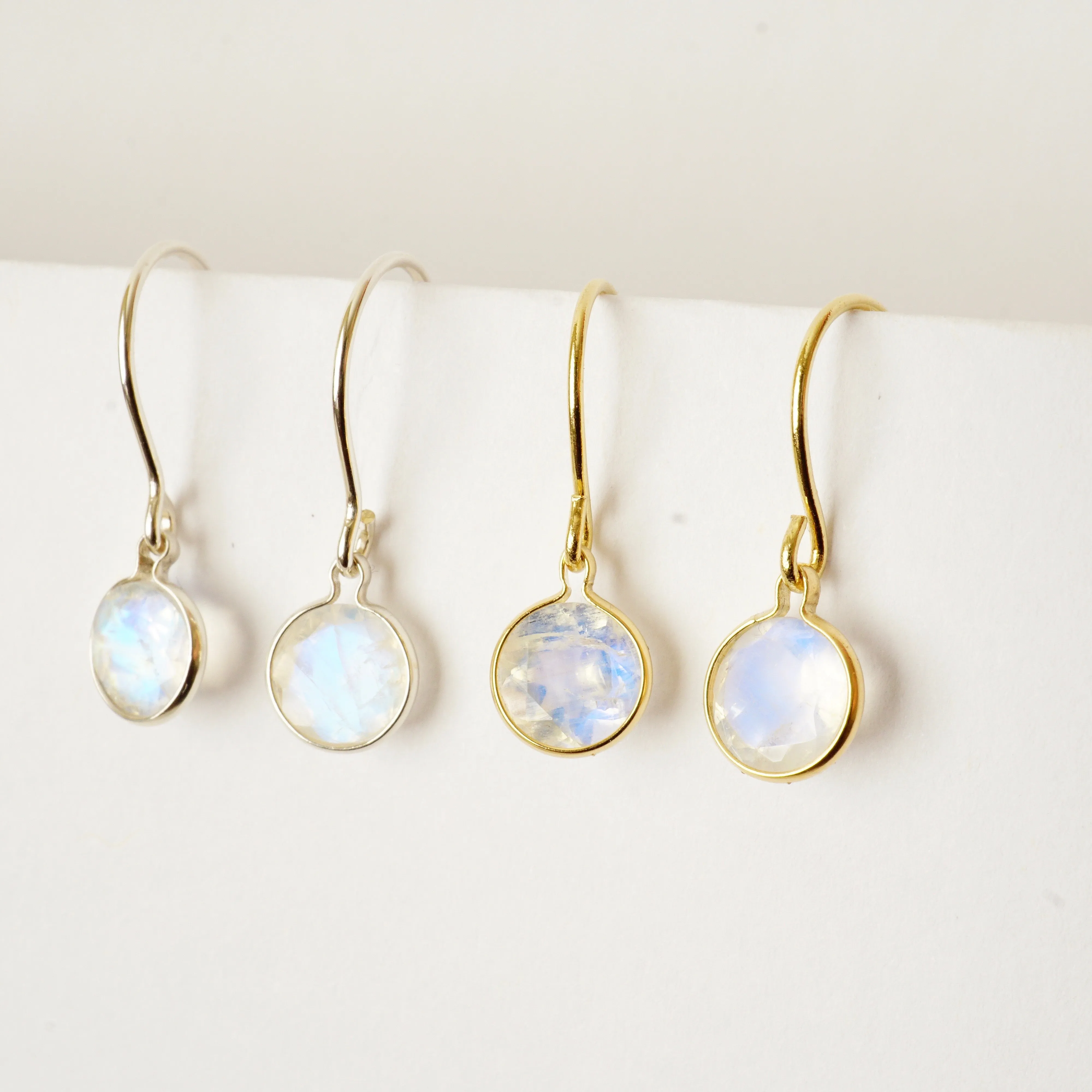 Moonstone Dangle Earrings - Simple Moonstone Gold Earrings - March Birthstone Earrings