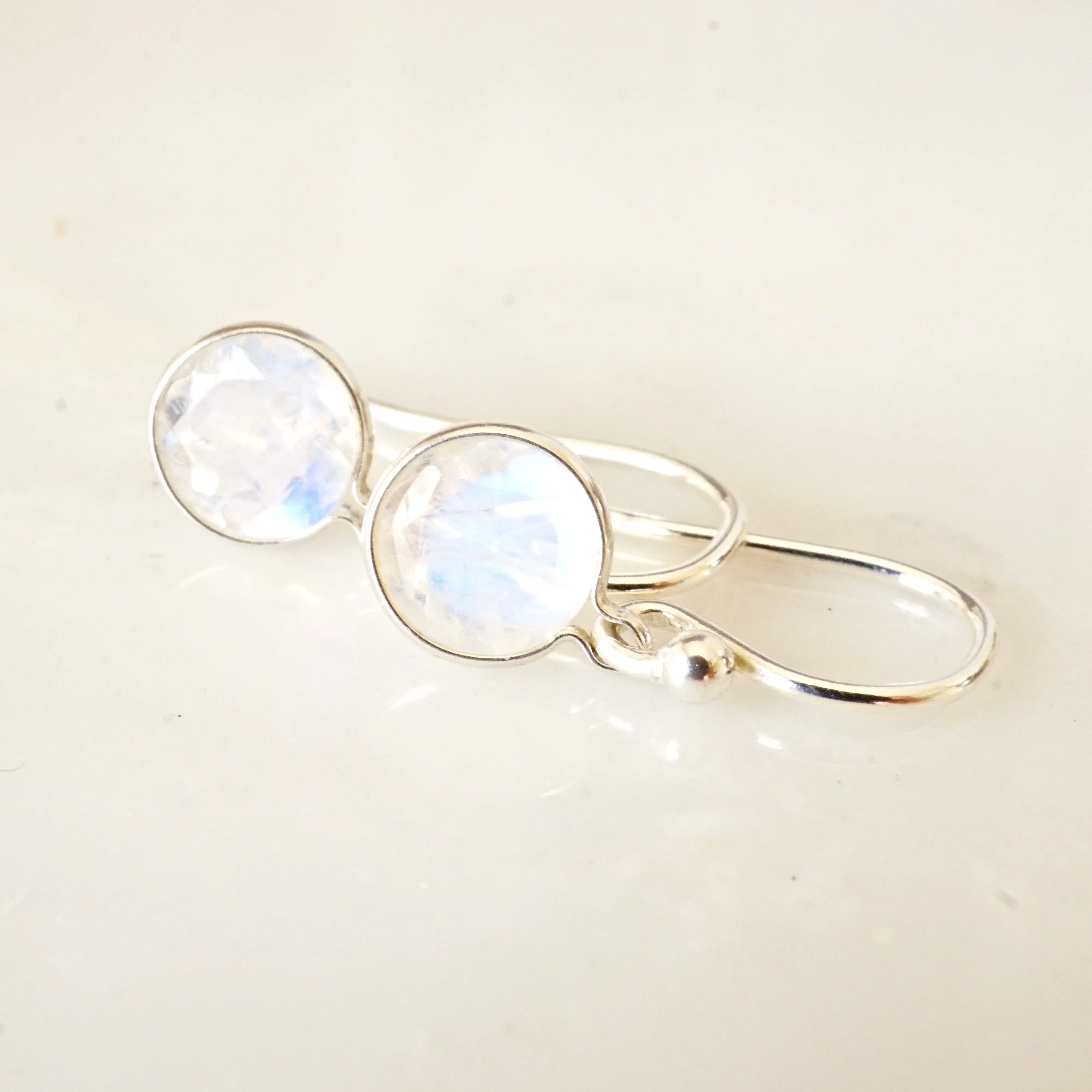 Moonstone Dangle Earrings - Simple Moonstone Gold Earrings - March Birthstone Earrings