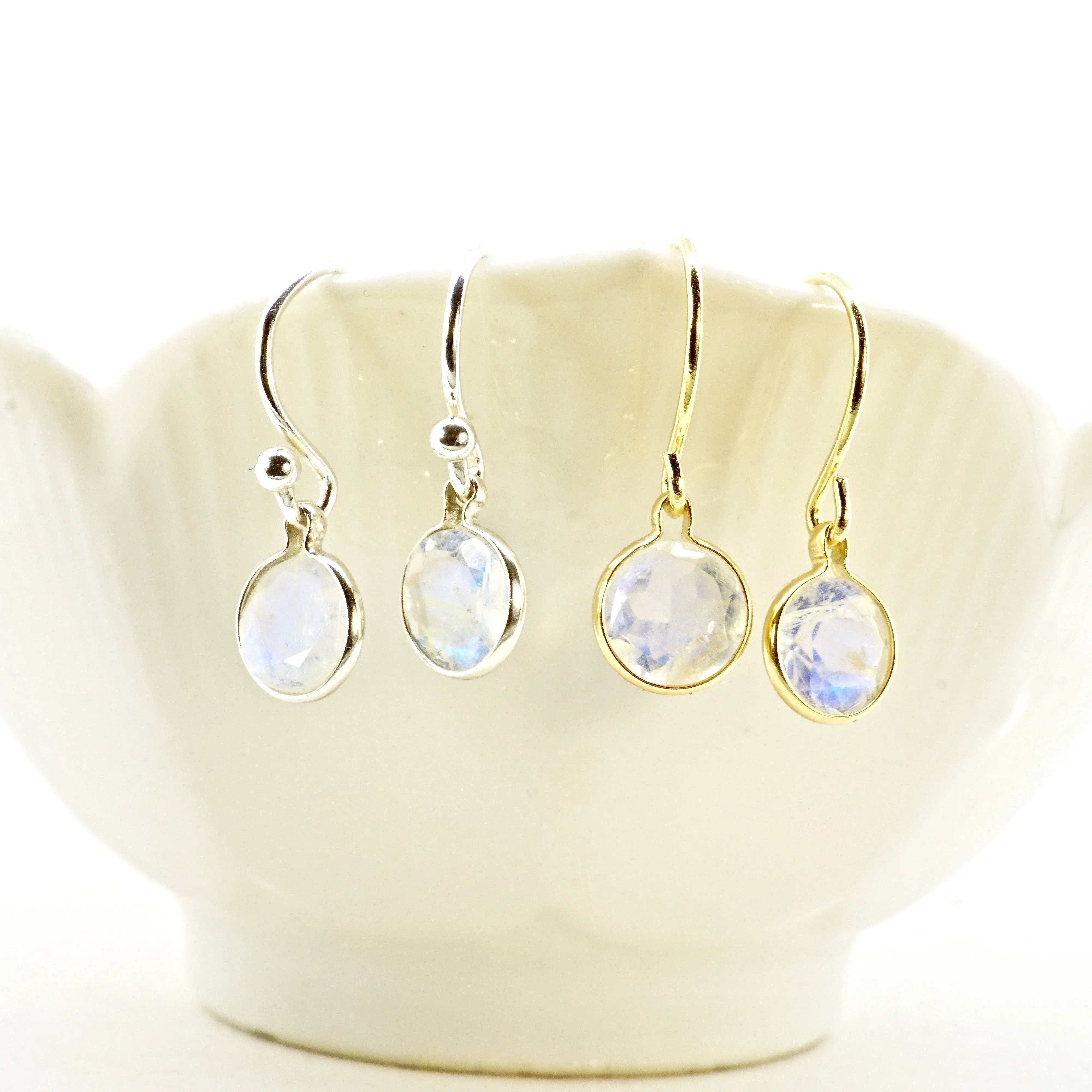 Moonstone Dangle Earrings - Simple Moonstone Gold Earrings - March Birthstone Earrings