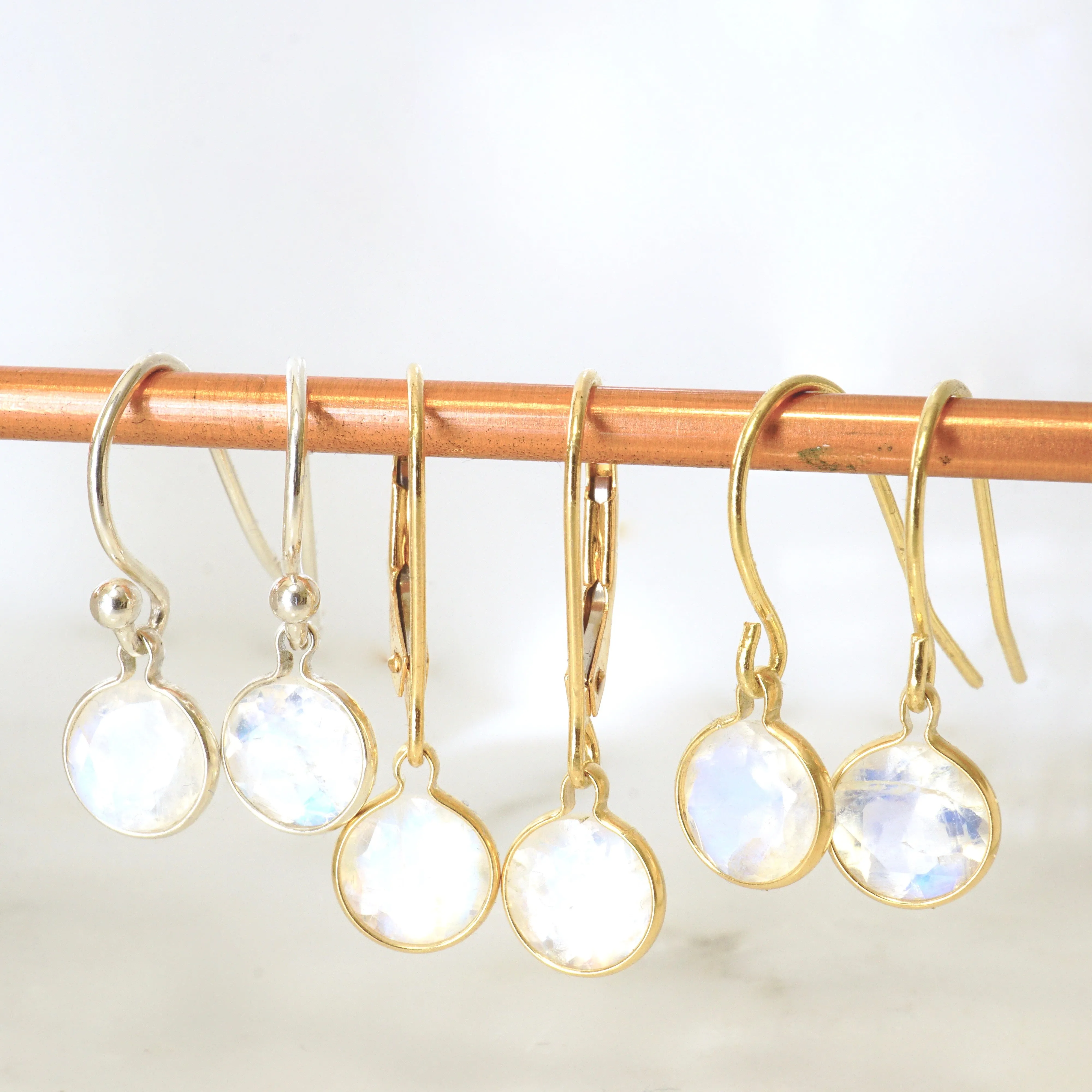 Moonstone Dangle Earrings - Simple Moonstone Gold Earrings - March Birthstone Earrings