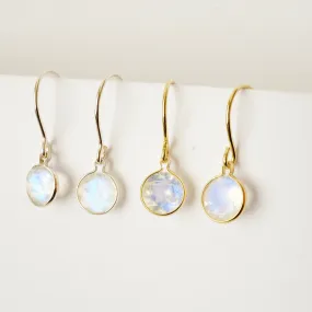 Moonstone Dangle Earrings - Simple Moonstone Gold Earrings - March Birthstone Earrings