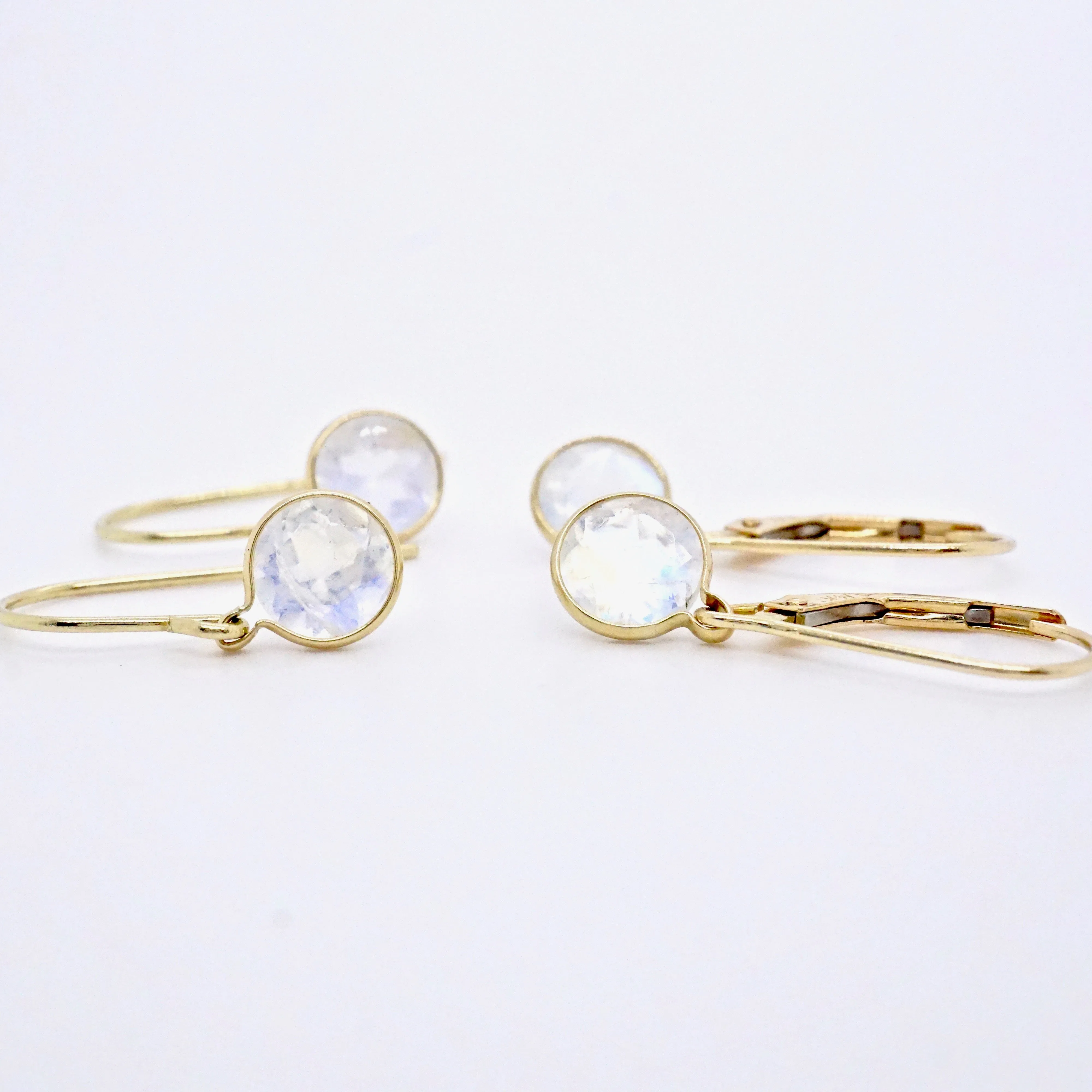 Moonstone Dangle Earrings - Simple Moonstone Gold Earrings - March Birthstone Earrings