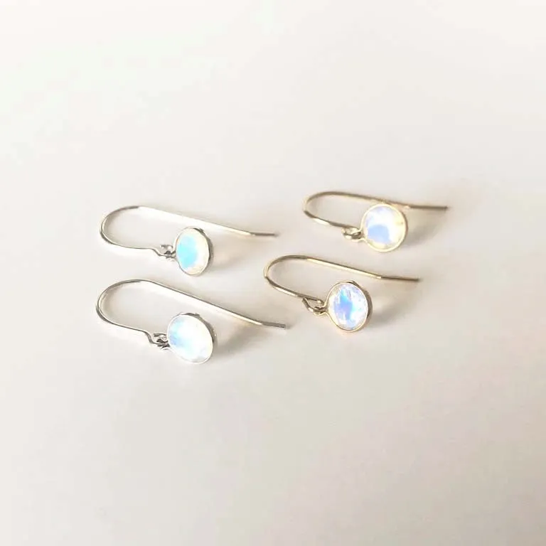 Moonstone Dangle Earrings - Simple Moonstone Gold Earrings - March Birthstone Earrings