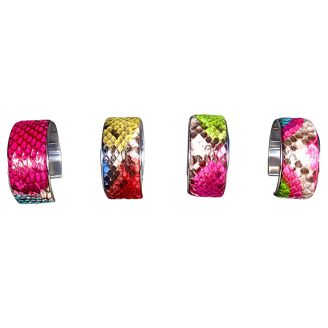 Multicolor Leather Cuff Bangle Bracelet