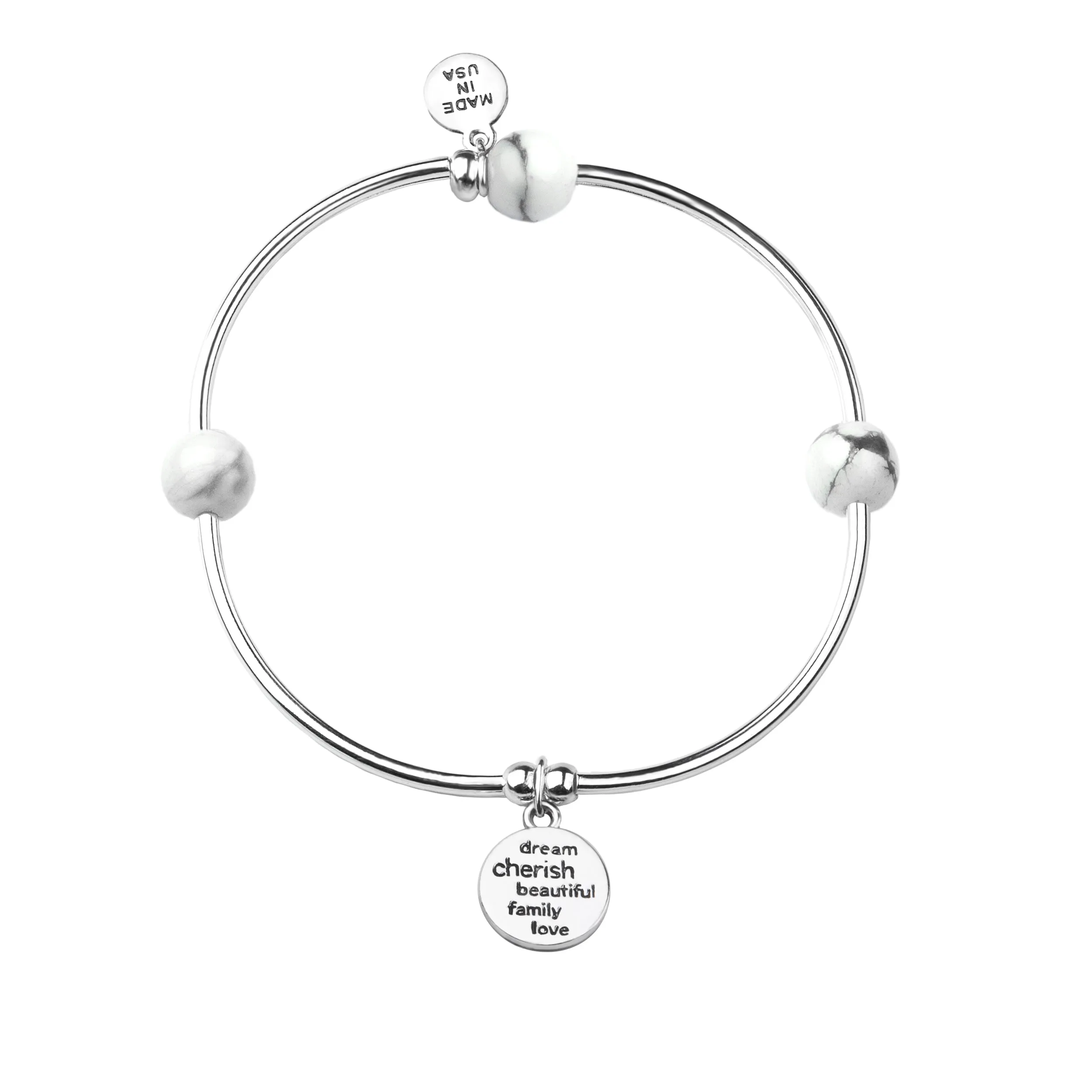 Niece | Soft Bangle Charm Bracelet | Tiffany Blue Agate