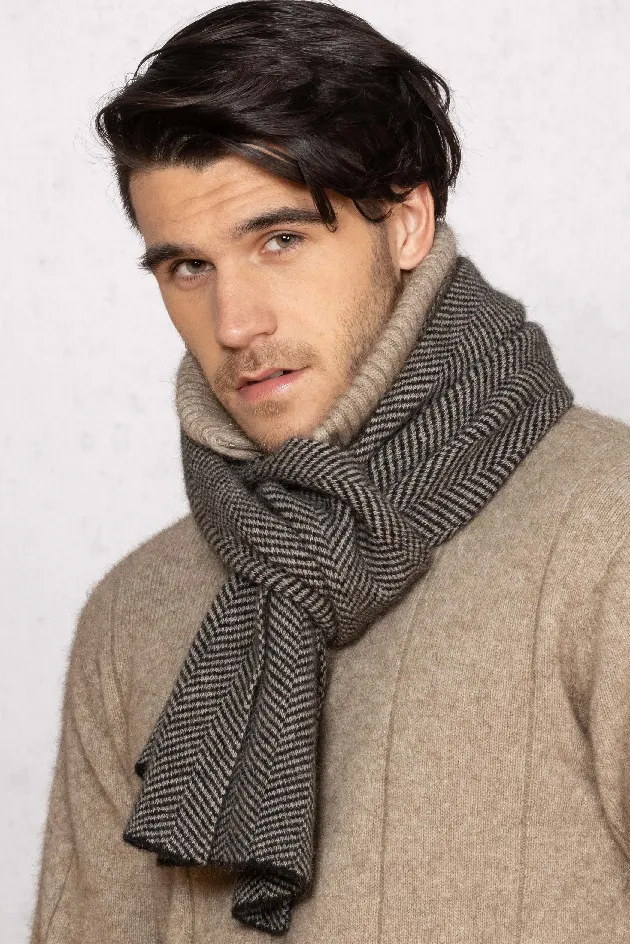 Noble Wilde - Herringbone Scarf - Black / Oyster