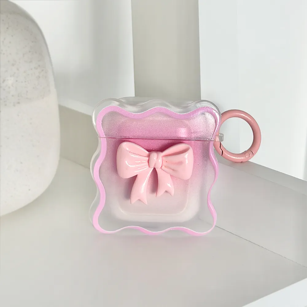 Pastel Bow Airpods Case - Pink