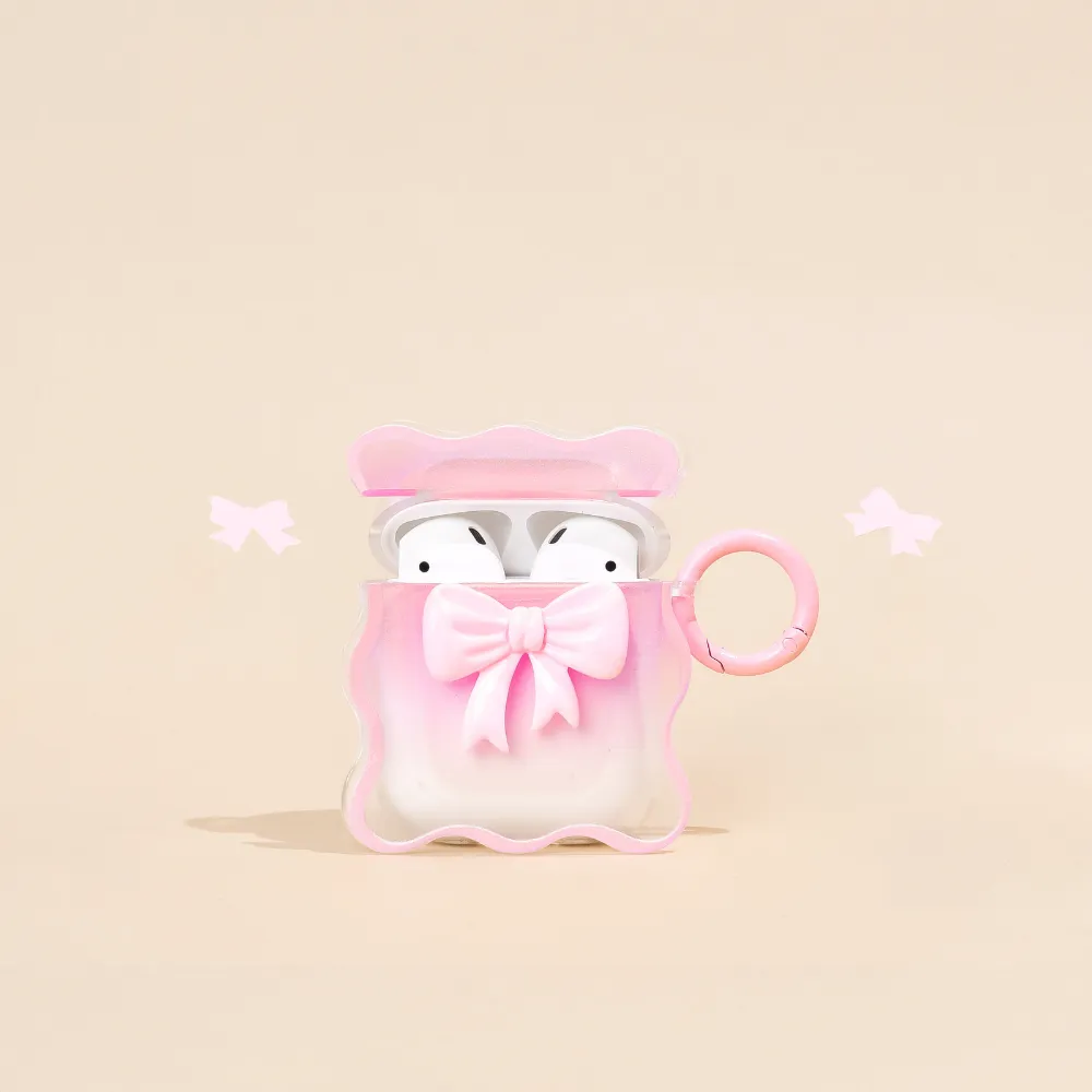 Pastel Bow Airpods Case - Pink