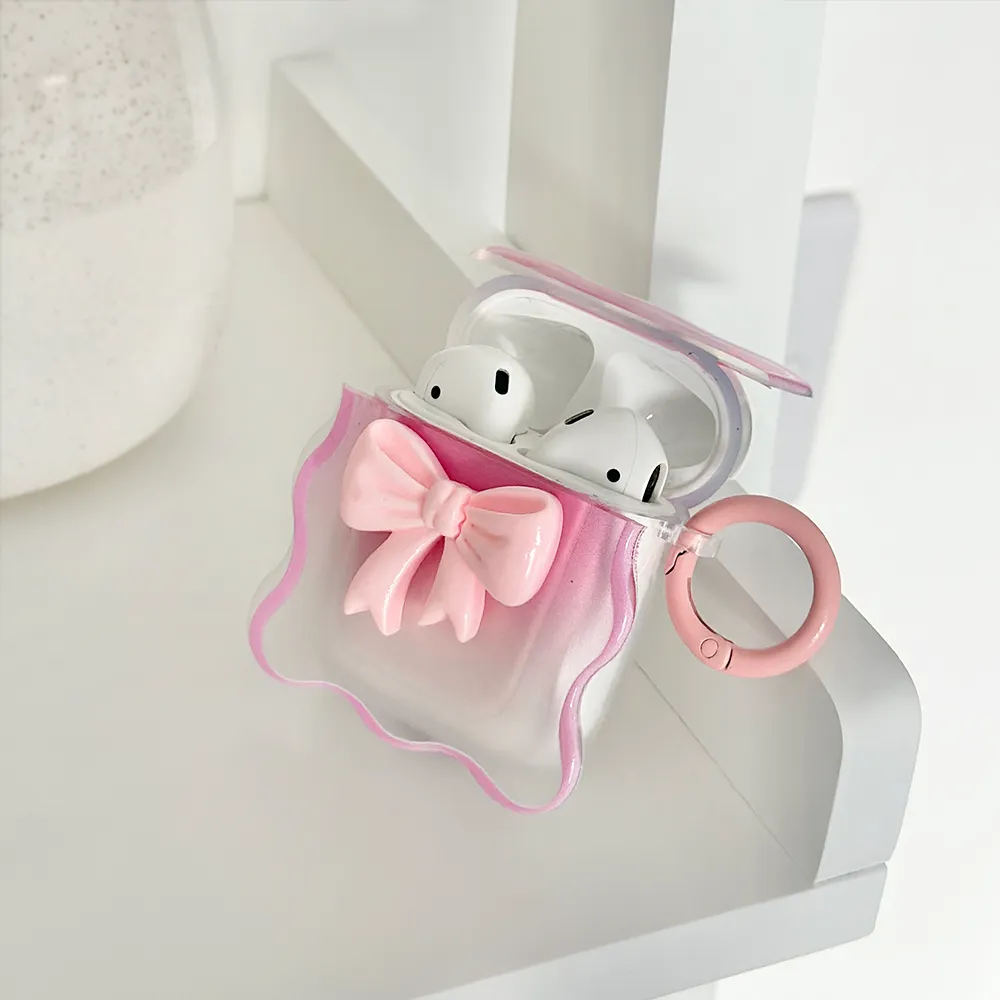 Pastel Bow Airpods Case - Pink