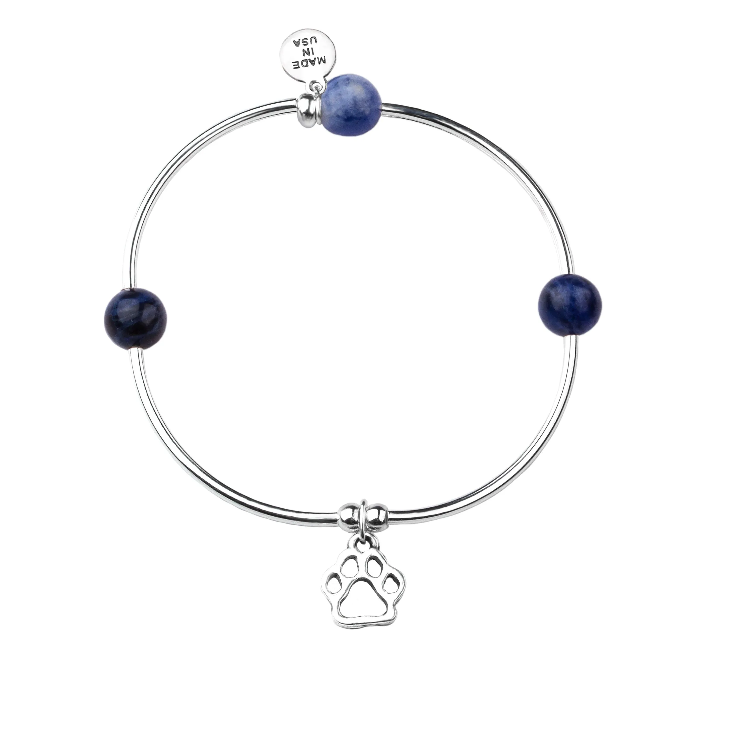 Paw Print | Soft Bangle Charm Bracelet | Sodalite