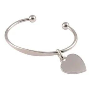 Personalised Sterling Silver Ladies ID Torque Bangle Hand Engraved on Heart or Bangle