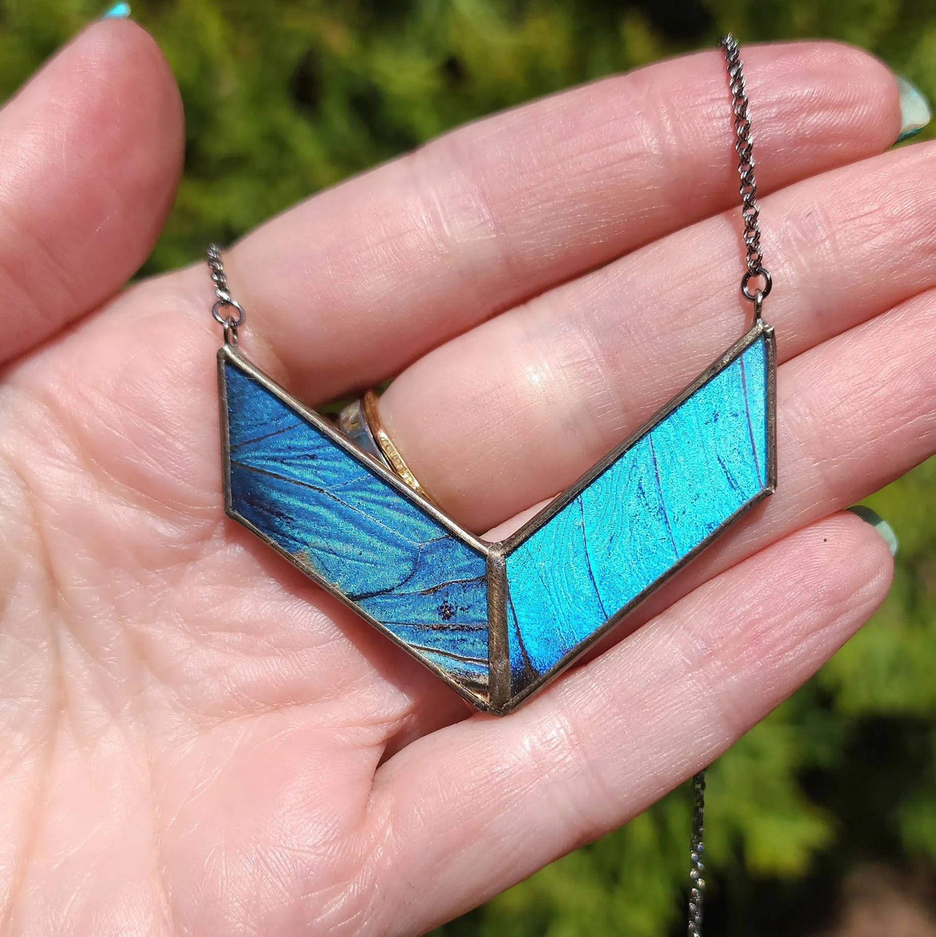 RESERVED Blue Morpho Alchemy Necklace - Wholesale Jewelry