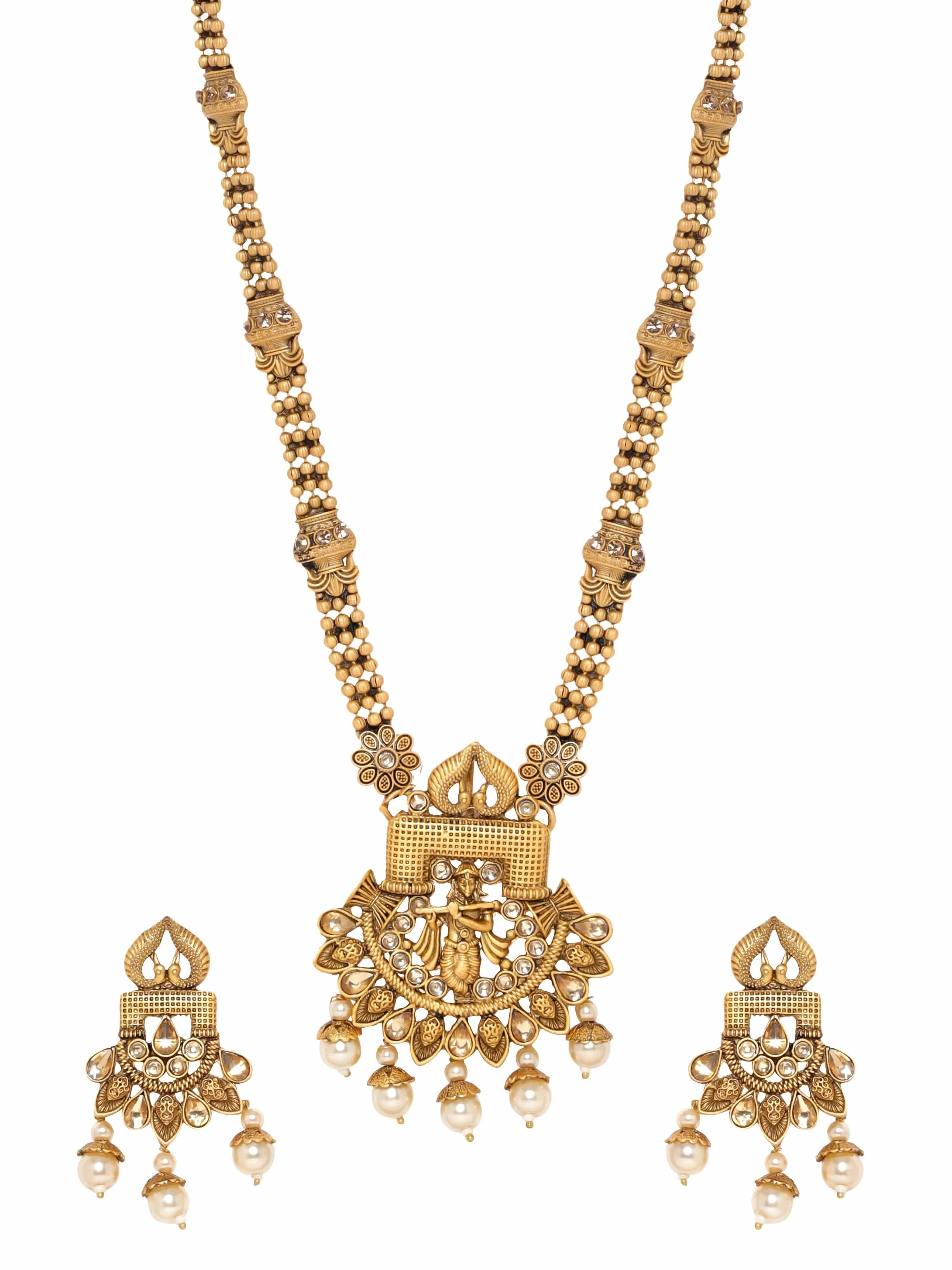 Rubans  Lord Krishna Temple Jewelry Necklace Set