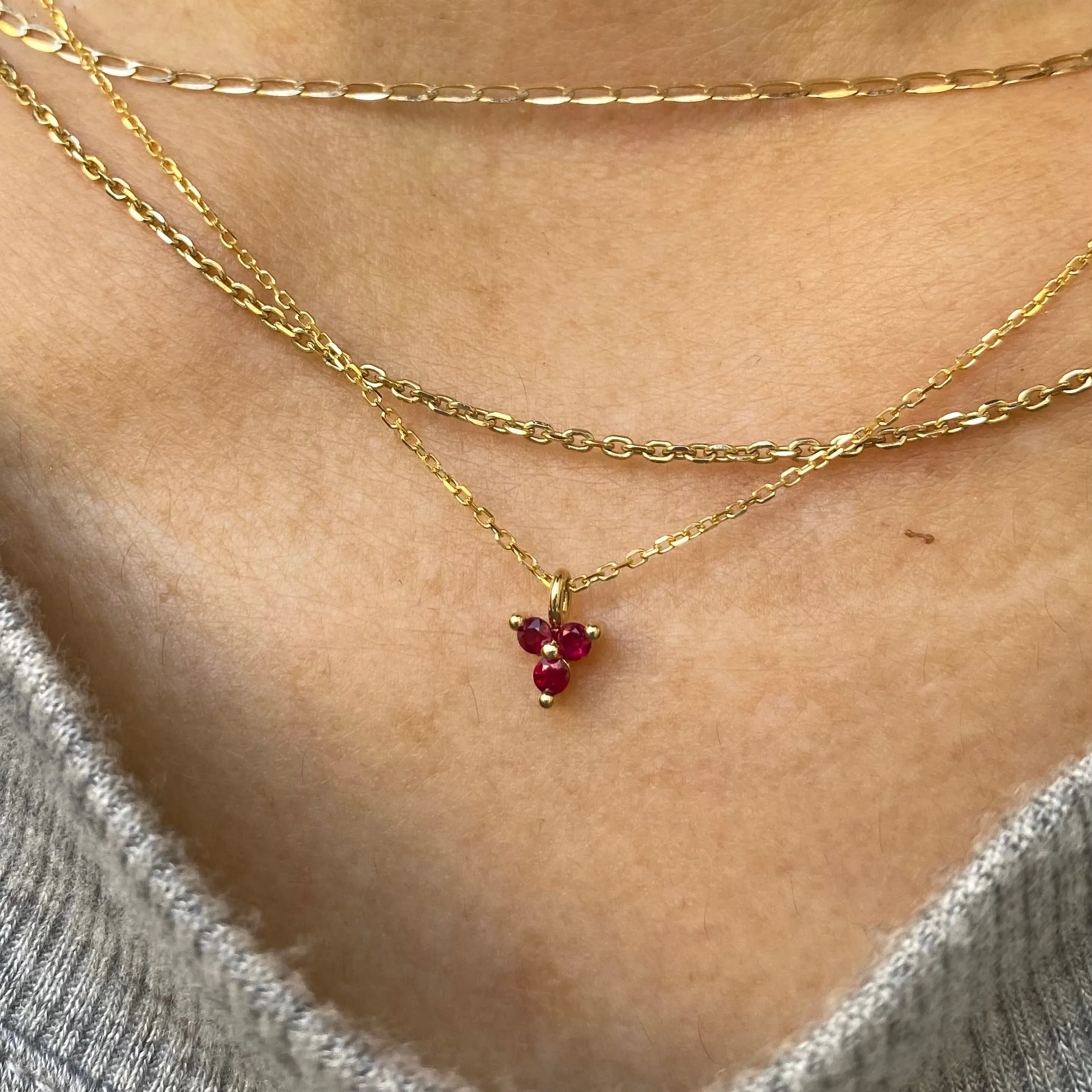 Ruby Triad Necklace