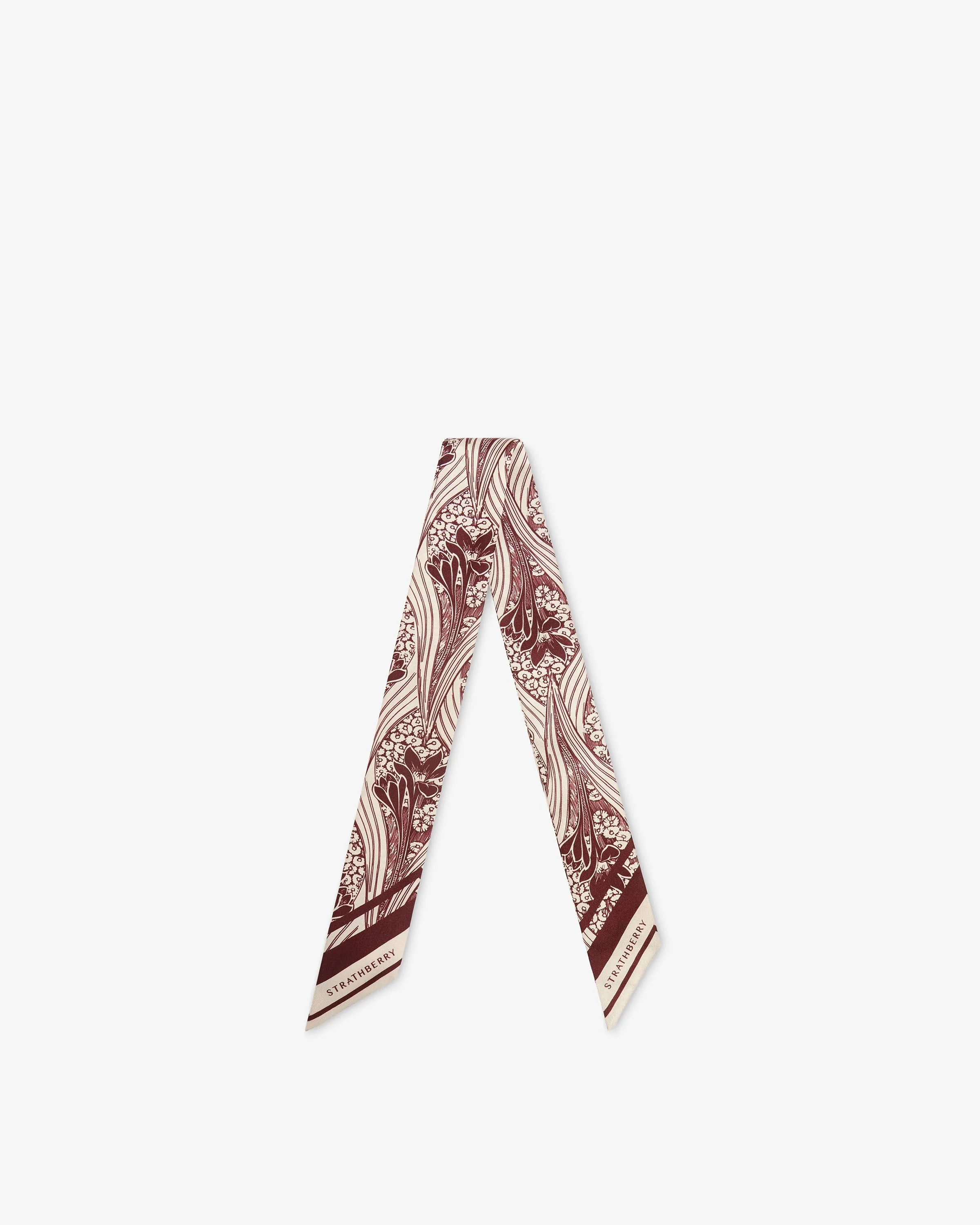 Silk Skinny Scarf - Wallpaper Pink/Burgundy