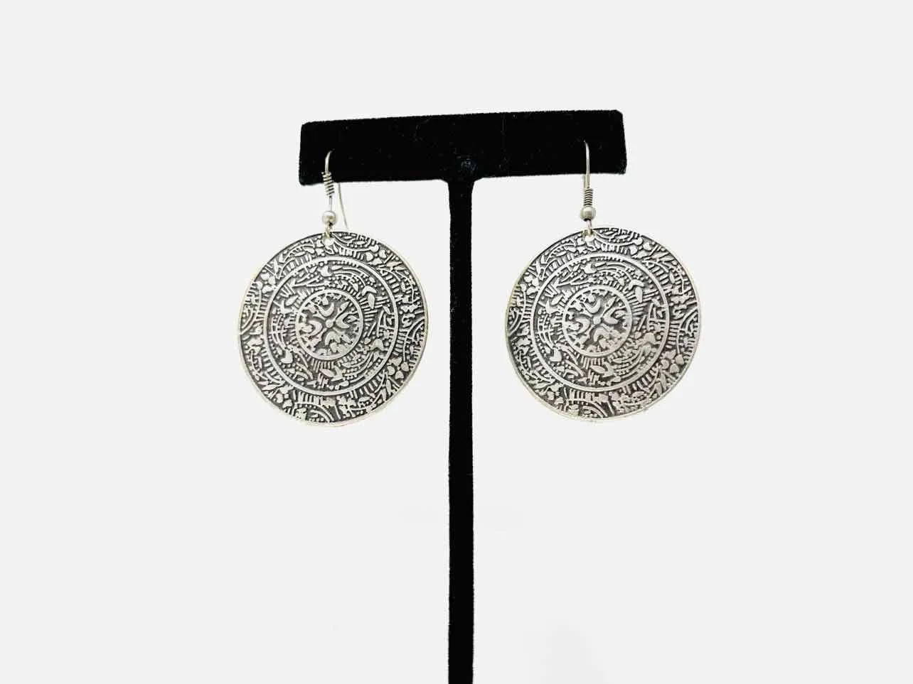 Silver Disc Metal Jewelry Earrings