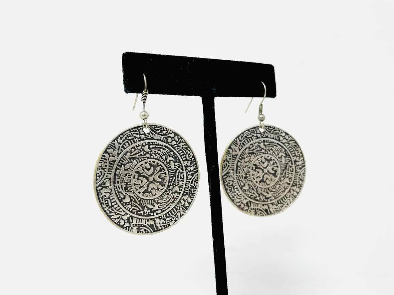 Silver Disc Metal Jewelry Earrings