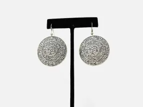 Silver Disc Metal Jewelry Earrings