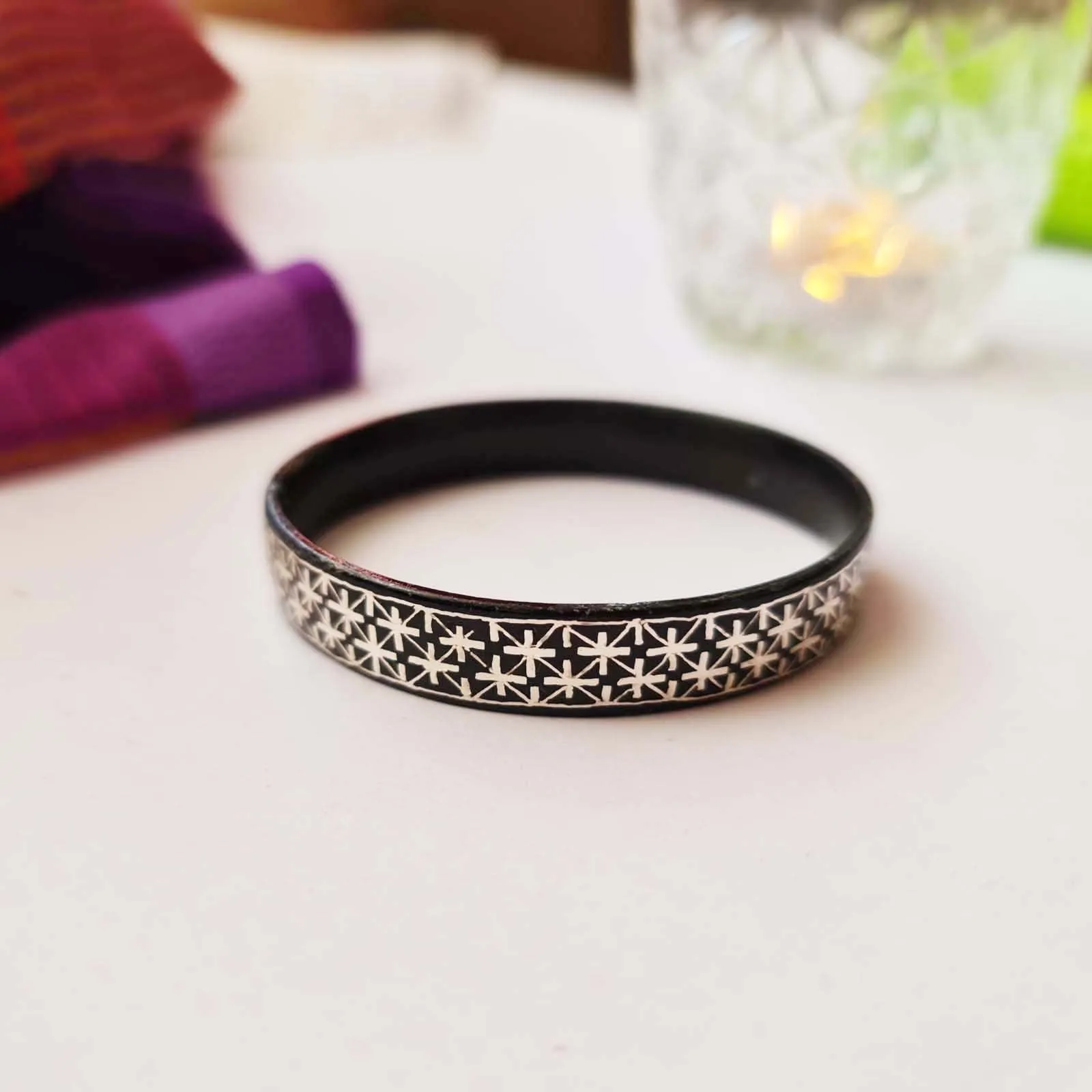 Silver Inlaid handcrafted Bidri Bangle