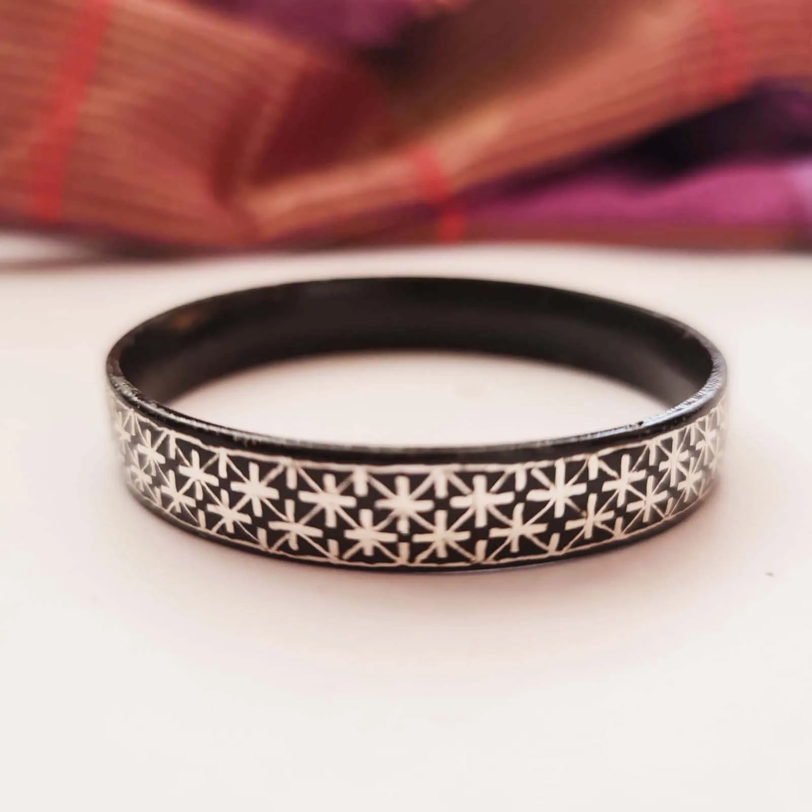 Silver Inlaid handcrafted Bidri Bangle