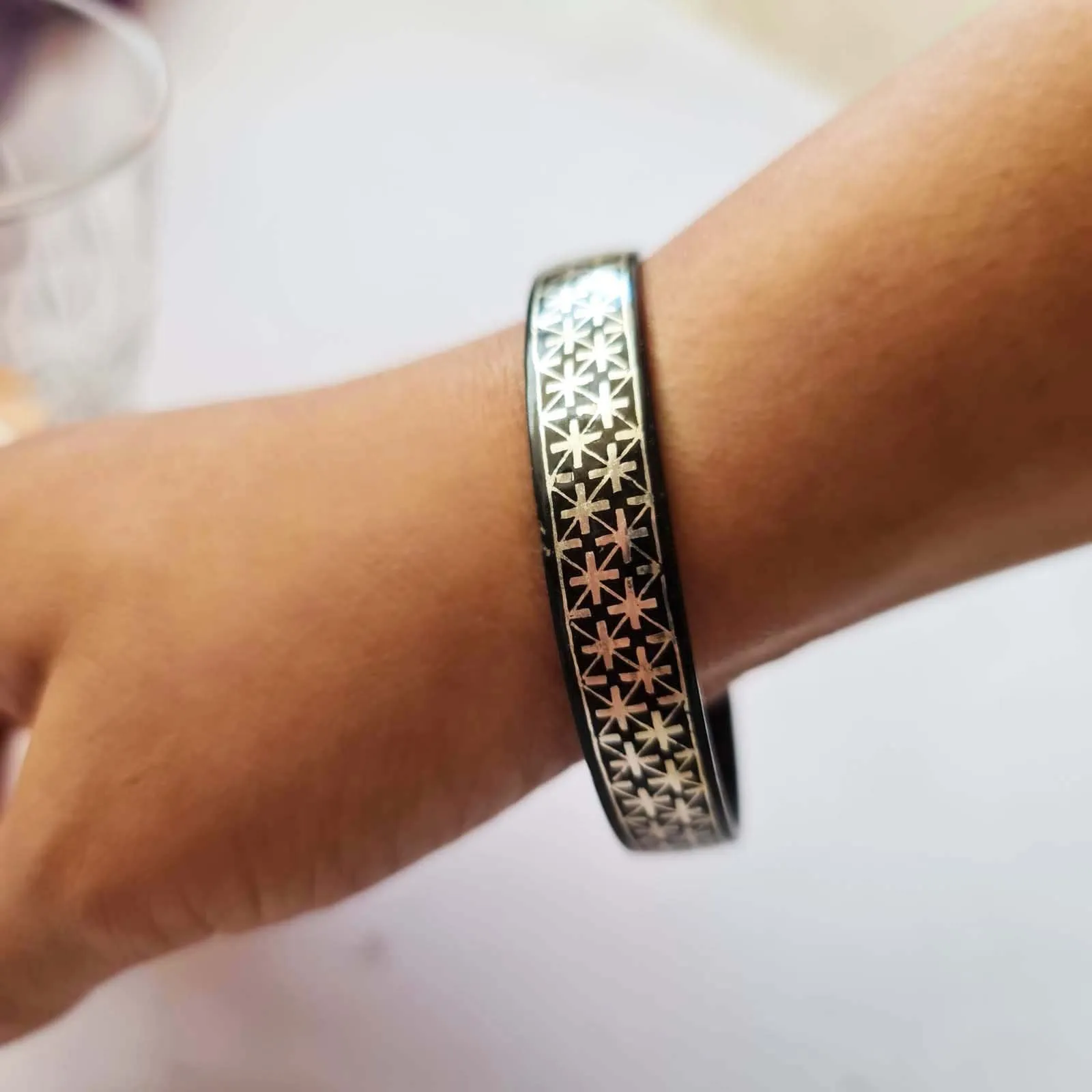 Silver Inlaid handcrafted Bidri Bangle