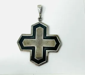 Silver/Black Cross Sterling Silver Jewelry Pendant