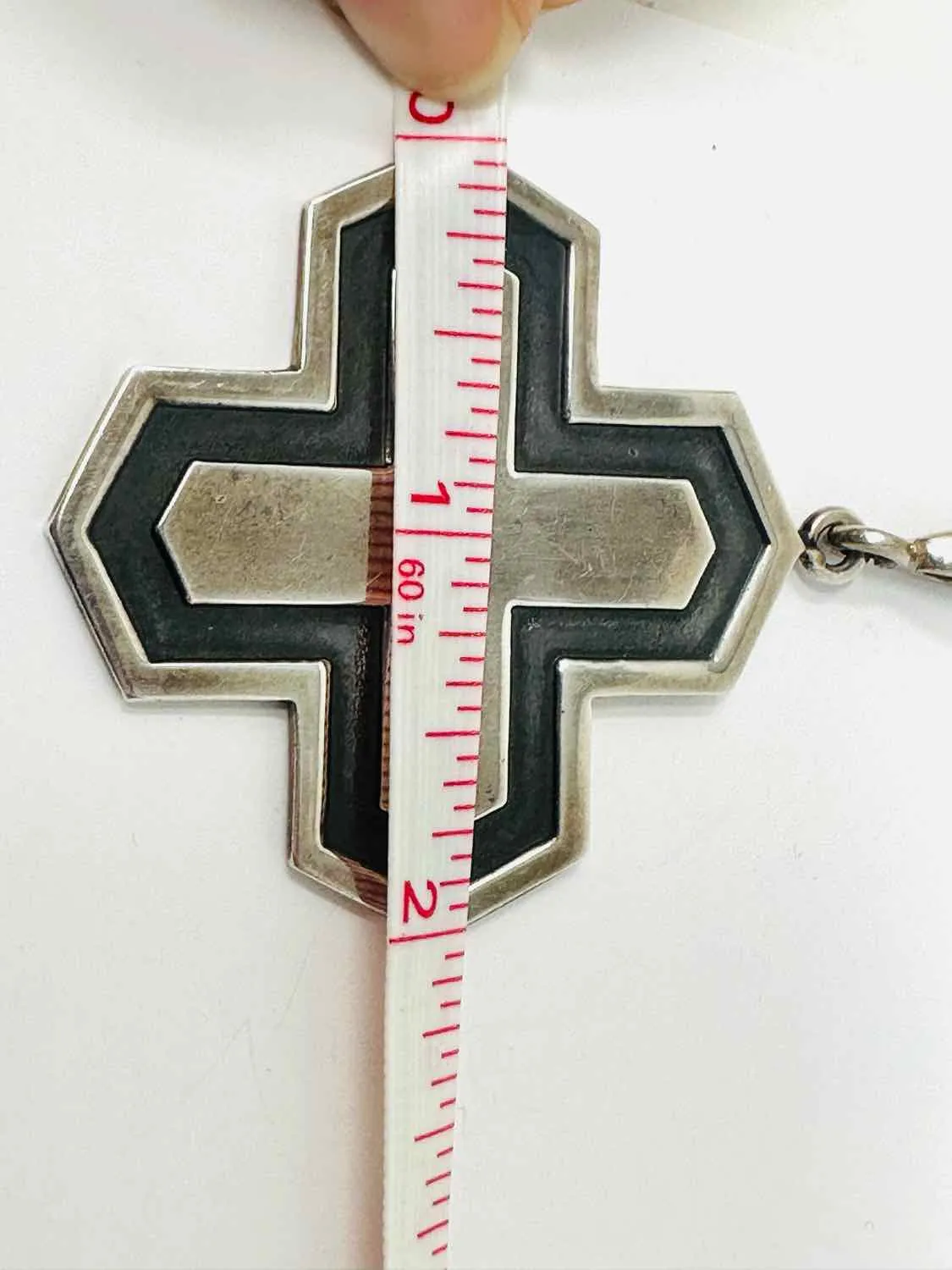 Silver/Black Cross Sterling Silver Jewelry Pendant