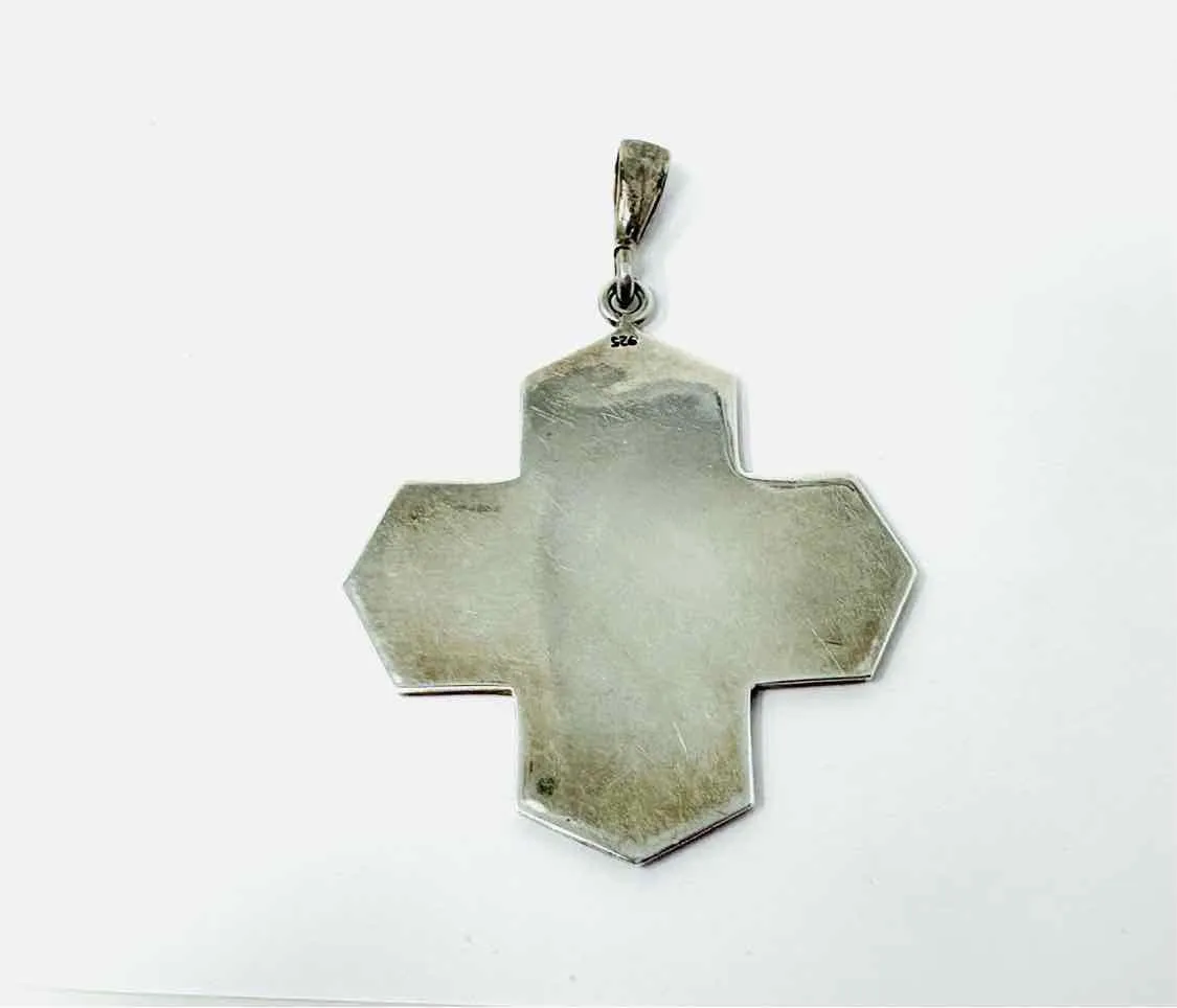 Silver/Black Cross Sterling Silver Jewelry Pendant