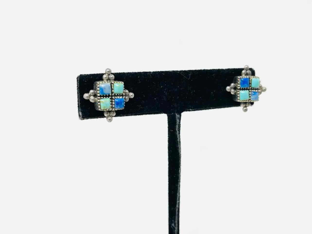 Silver/Blue Stud Sterling Silver Jewelry Earrings