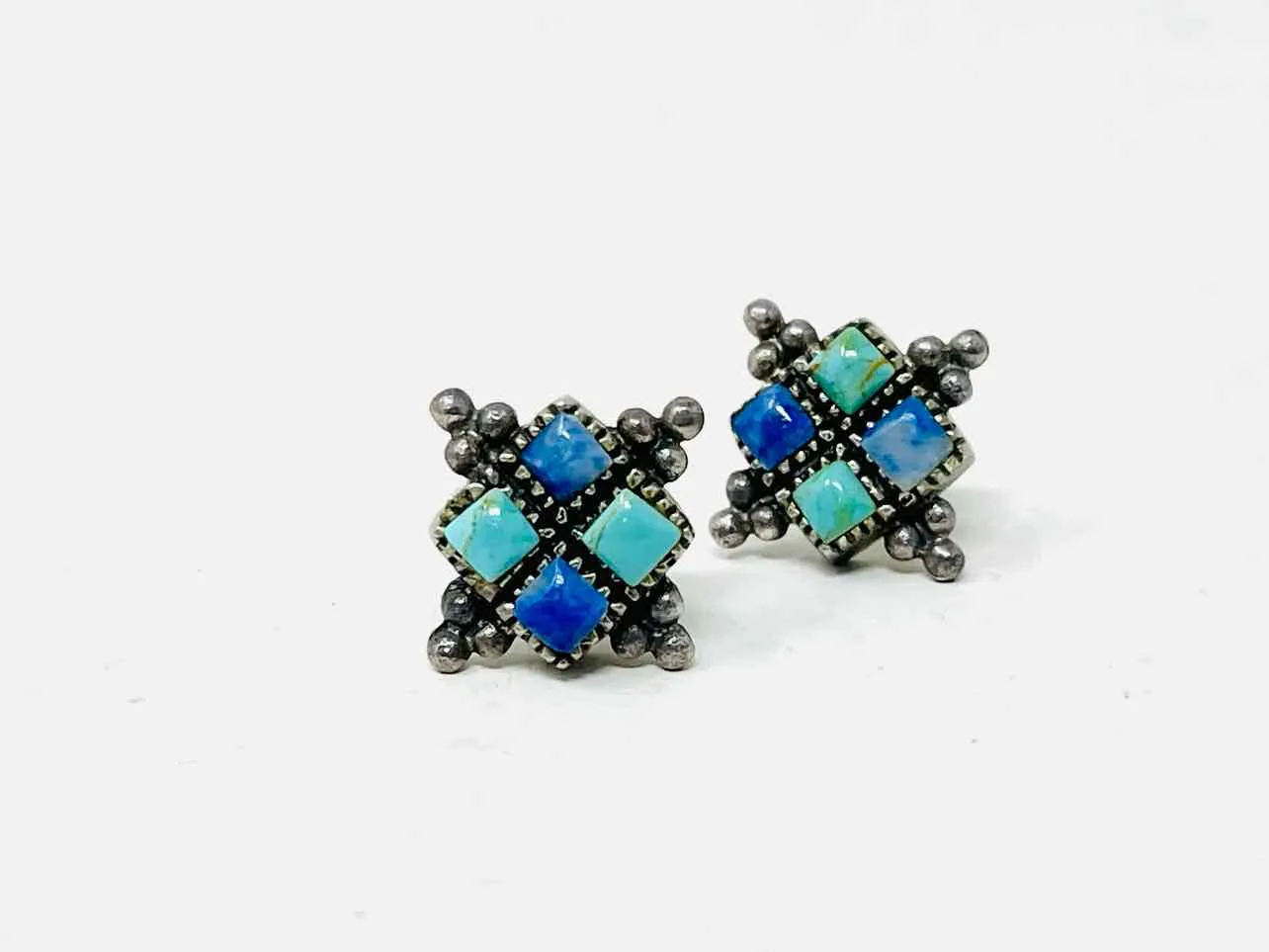 Silver/Blue Stud Sterling Silver Jewelry Earrings