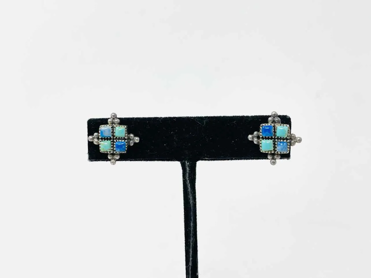 Silver/Blue Stud Sterling Silver Jewelry Earrings