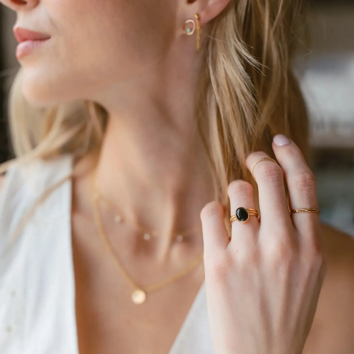 Token Jewelry Black Agate Ring