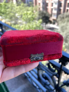 Vintage Red Velvet Jewelry Box